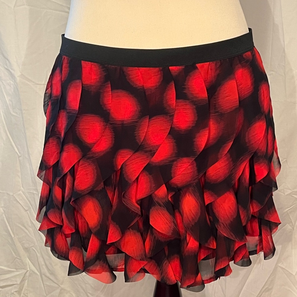 Red and Black Layered Flounce Skirt